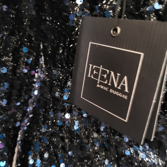 NWT Ieena for Mac Duggal 26445 Long Sleeve Sequin Gown in Midnight Sz 4 - Picture 12 of 13